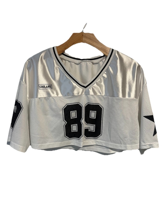 SheIn Tops - Shein Baggy Crop Fit Jersey Top 89 White Black Mesh Football Medium Womens